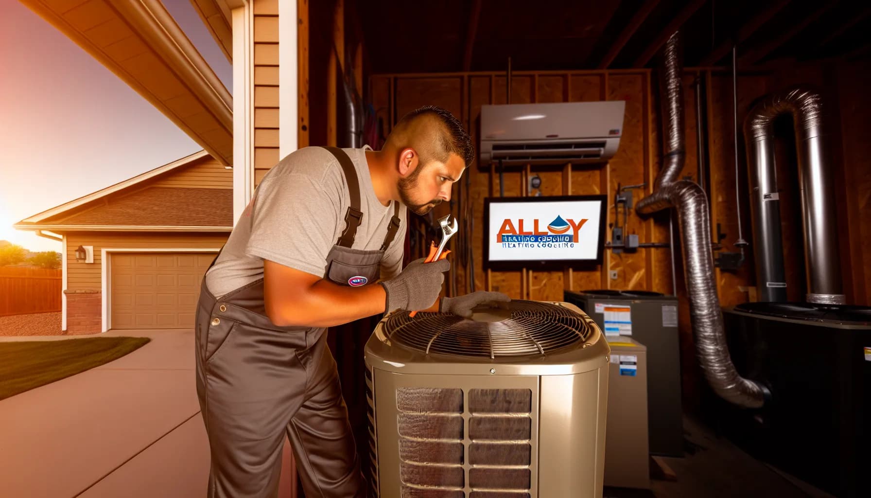 Technician installing HVAC system in Colorado Springs home