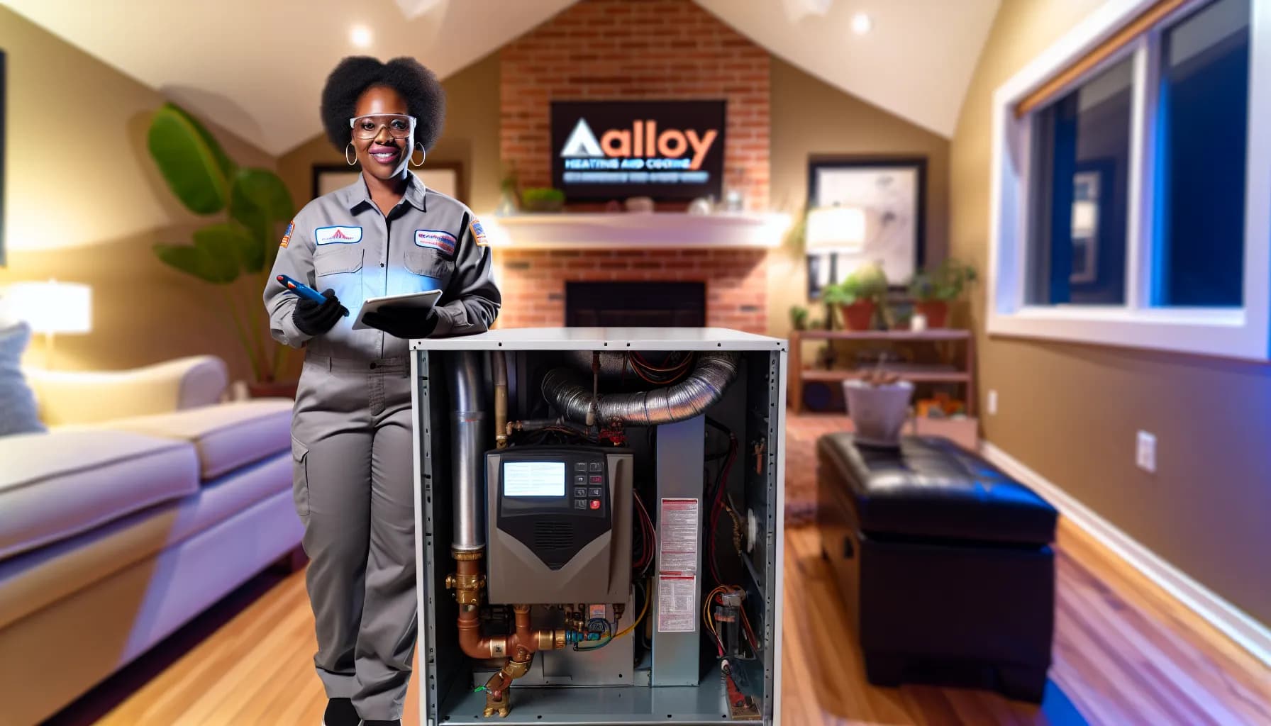 Technician performing HVAC maintenance in Colorado Springs home