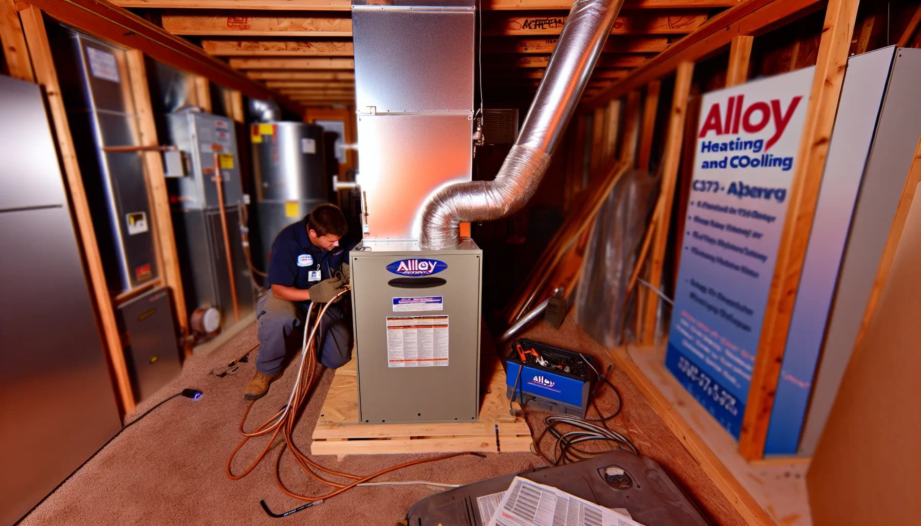 Technician performing HVAC maintenance in Colorado Springs home