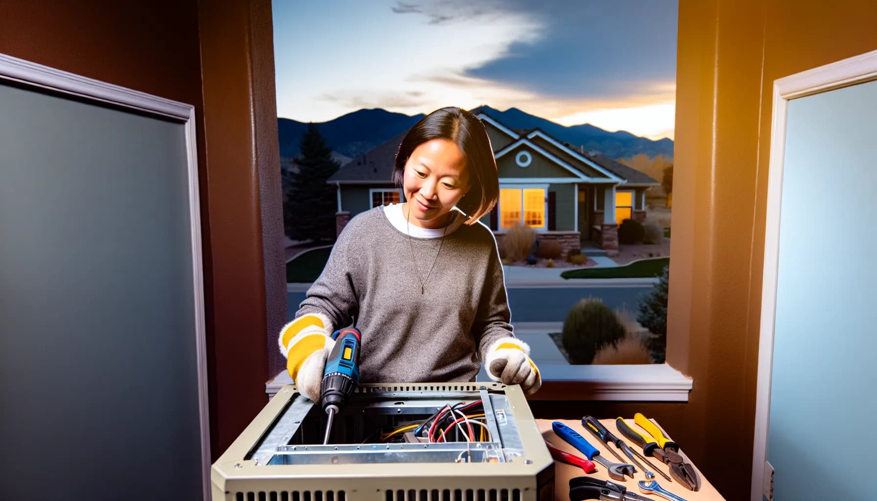 Technician performing HVAC maintenance in Colorado Springs home