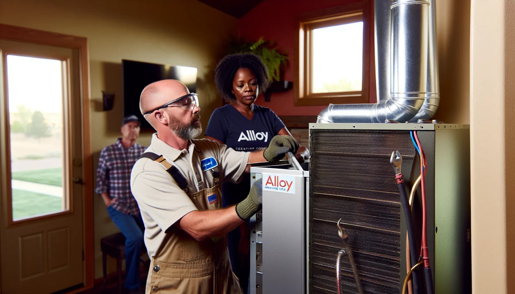 Technician performing HVAC maintenance in Colorado home