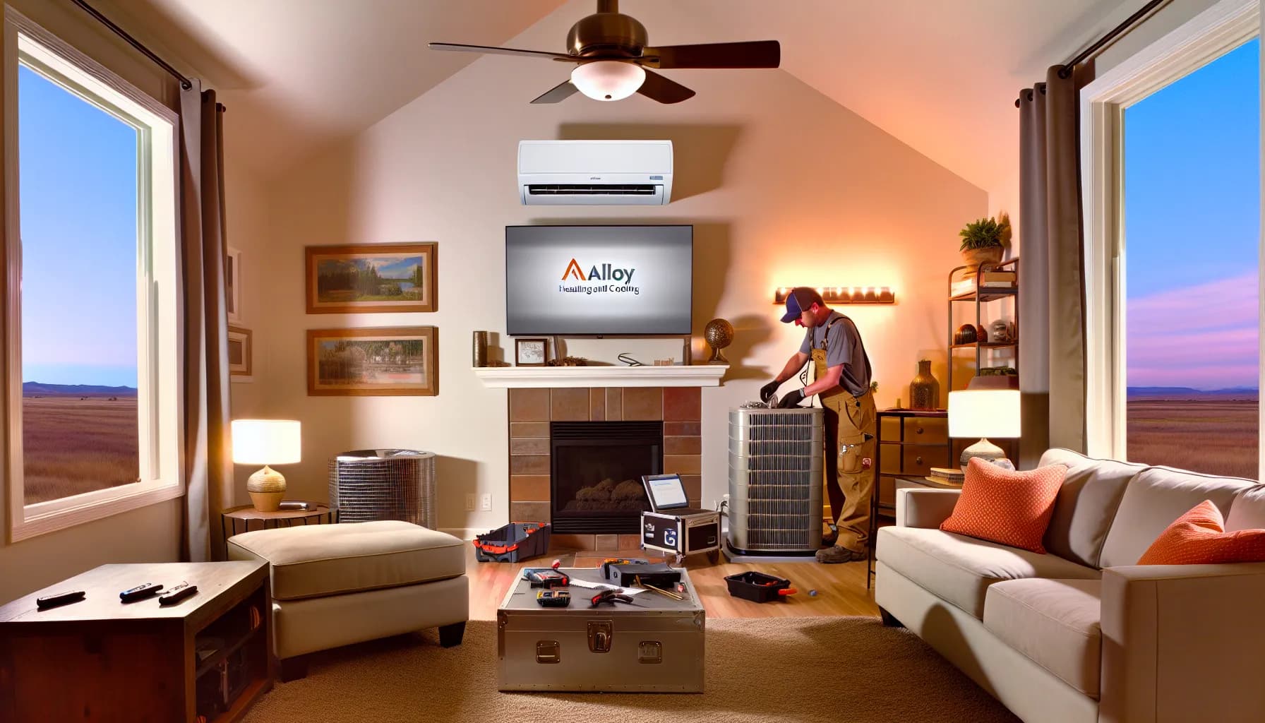 Technician troubleshooting HVAC system in a Colorado home