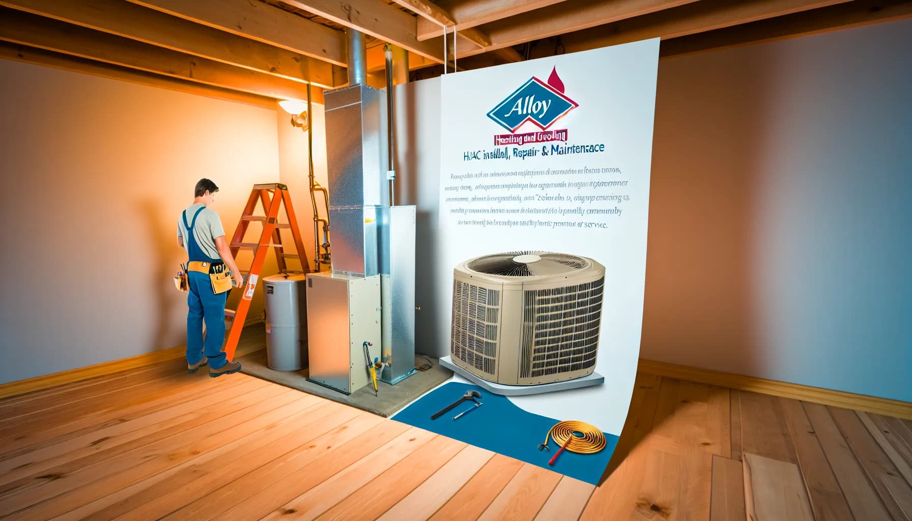 Technician checking air conditioner for SEER rating in Colorado home