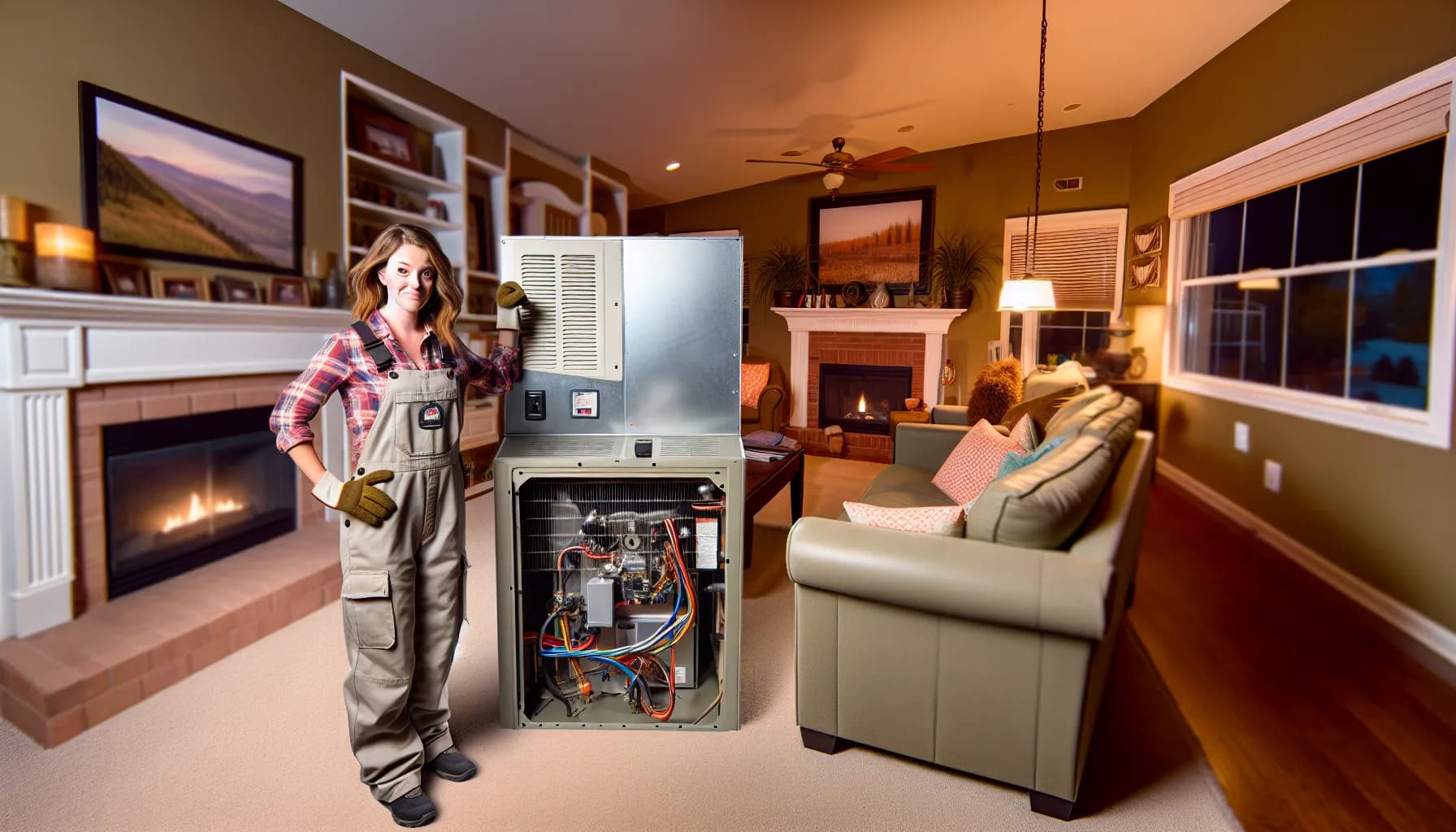 Technician performing HVAC maintenance in a Colorado Springs home