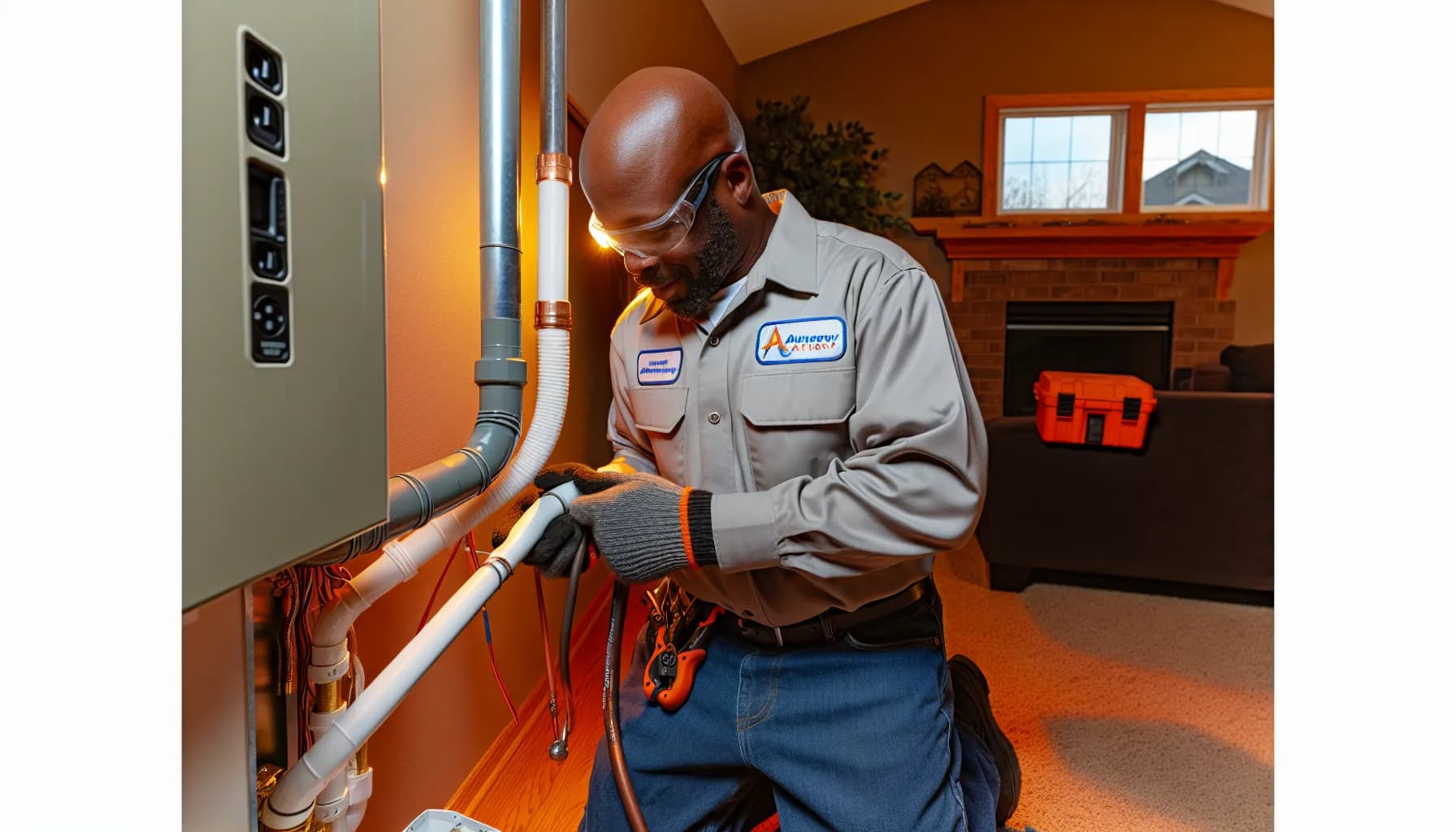 HVAC technician troubleshooting a furnace in a Colorado home