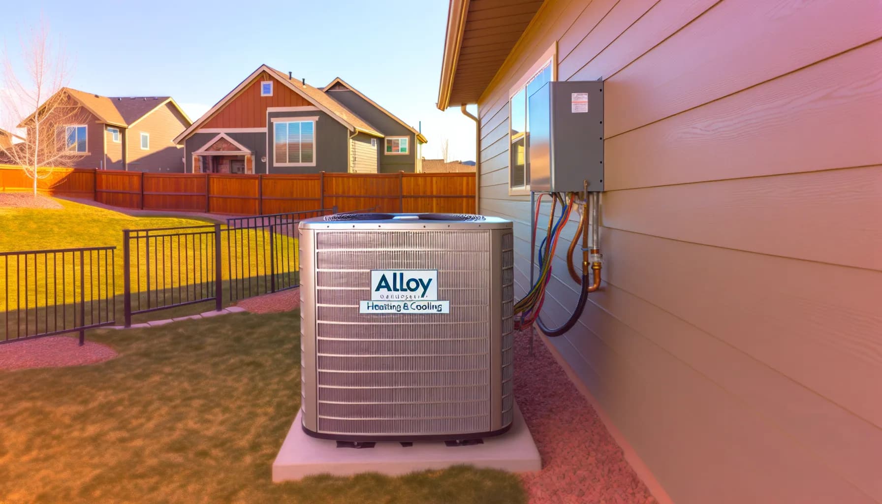 Technician performing HVAC maintenance on a residential unit