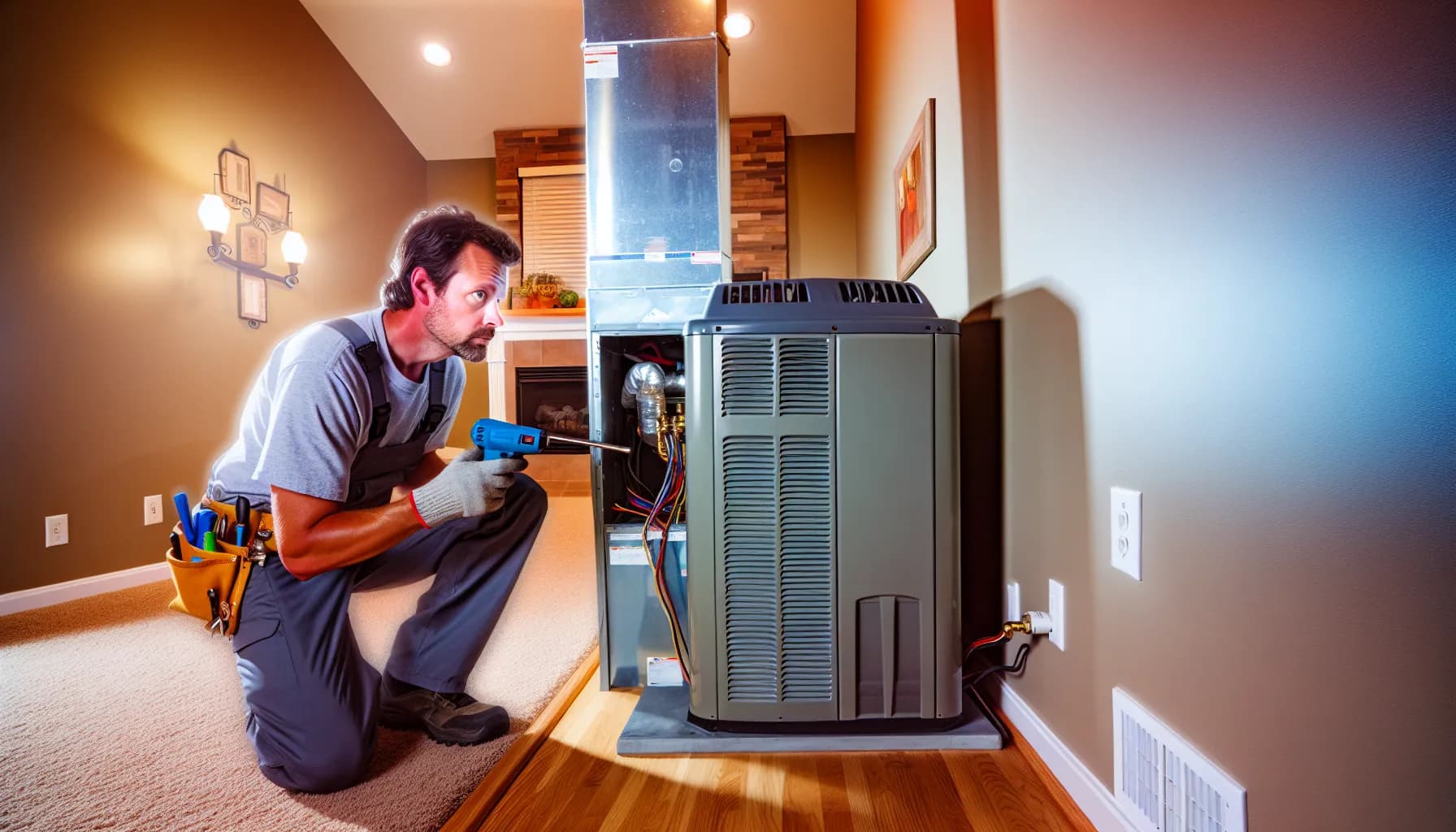 Technician checking air conditioner blowing warm air in Colorado home