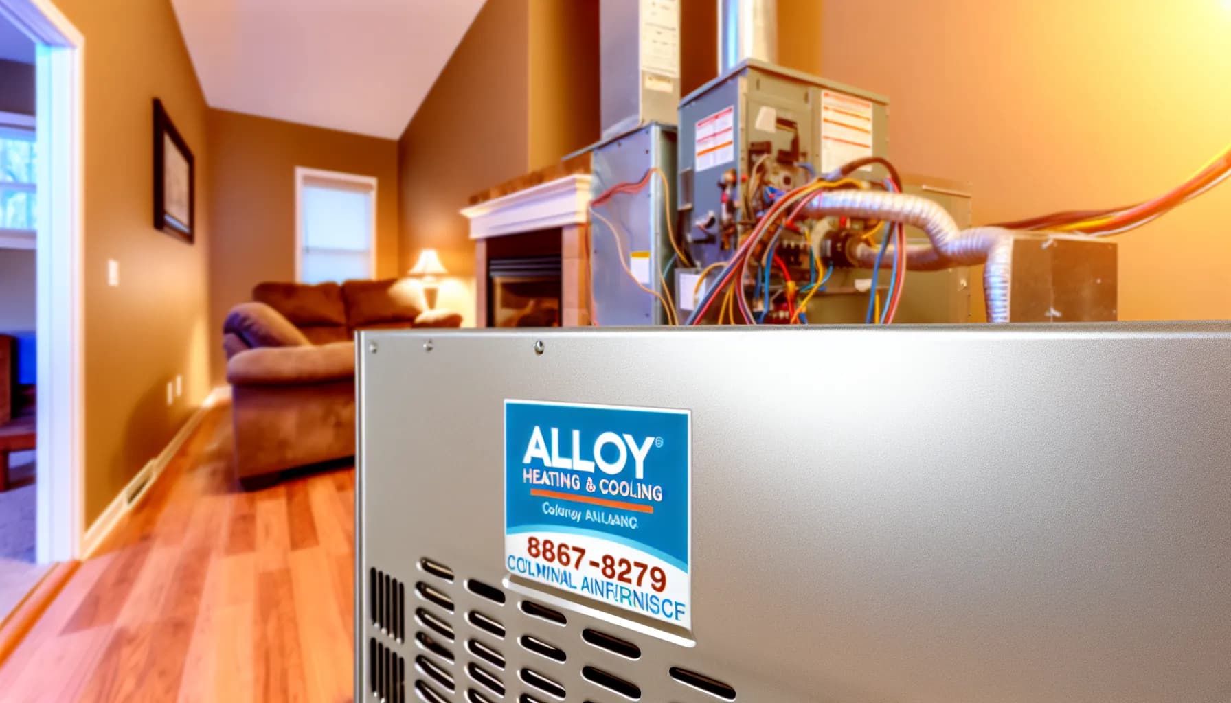 Technician repairing central heating system in Colorado home