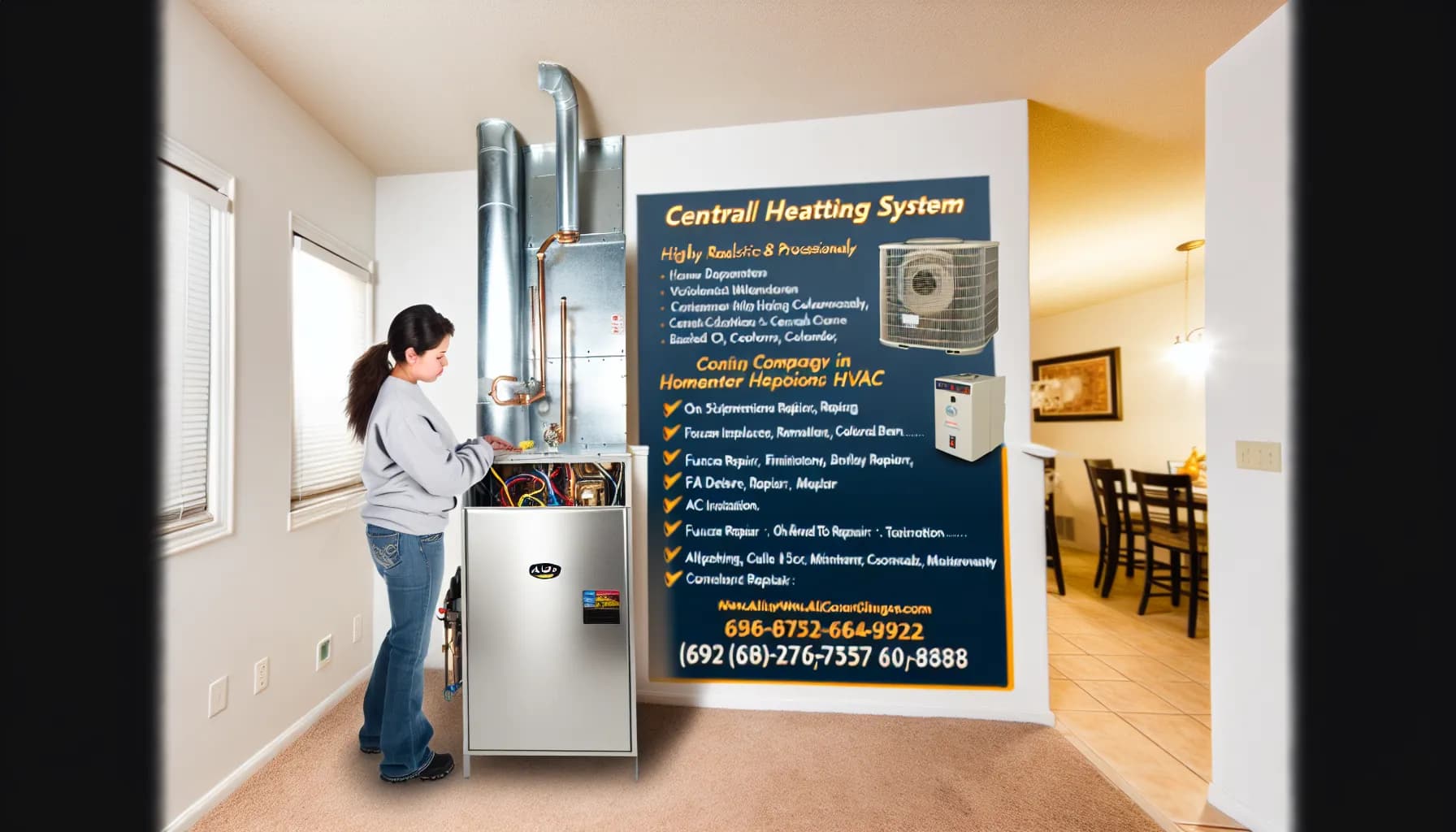 Technician troubleshooting central heating system in Colorado home