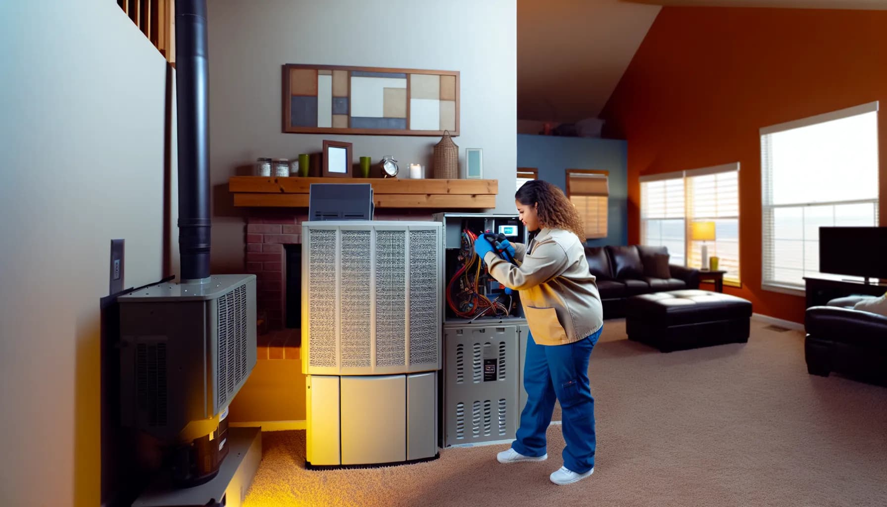 Technician installing a residential HVAC system in Colorado Springs
