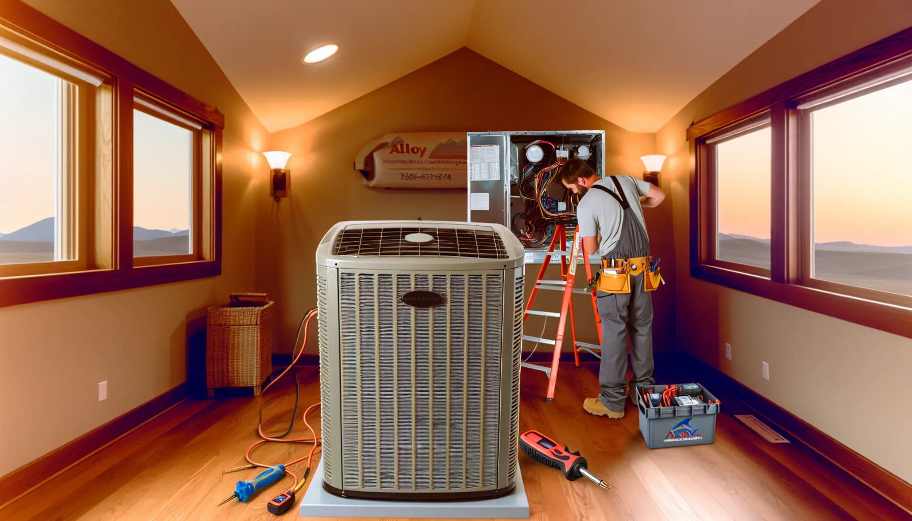 Technician troubleshooting air conditioner blowing warm air in Colorado home