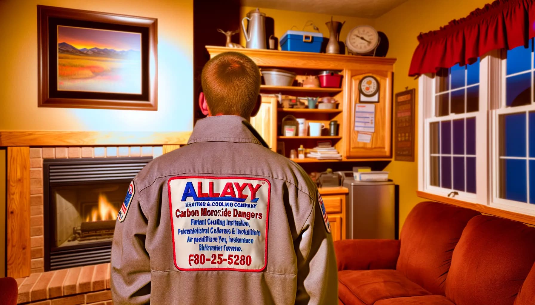 Technician checking a furnace for carbon monoxide leaks in a Colorado home