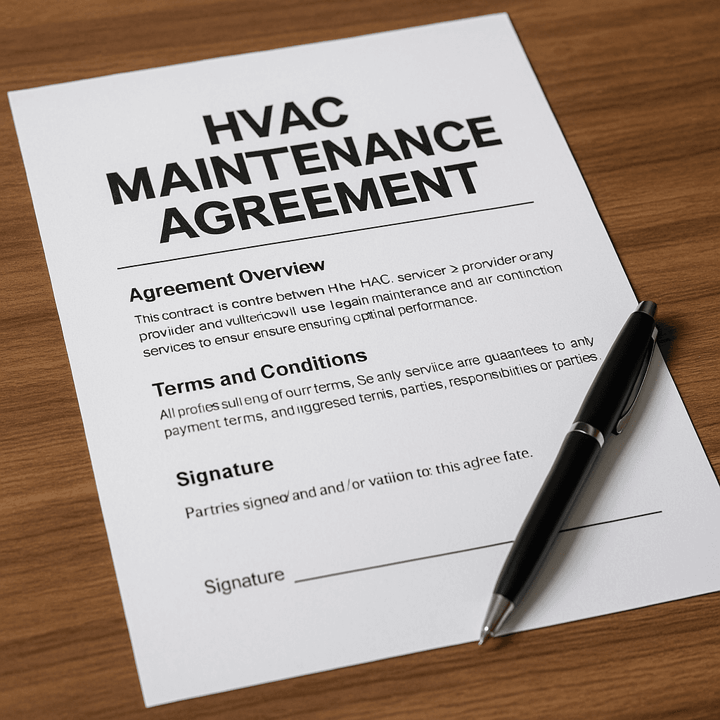 Technician performing HVAC tune-up as part of maintenance agreement